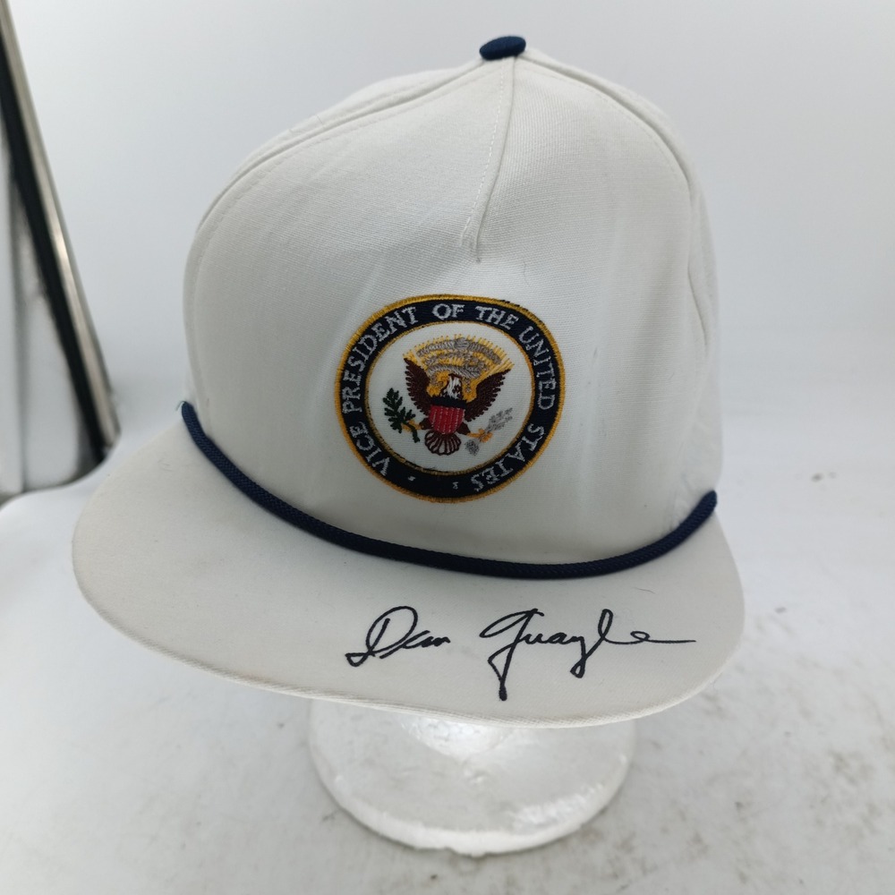 Vintage Cali-Fame Vice President Dan Quayle  Seal Hat White Rope Cap USA #9